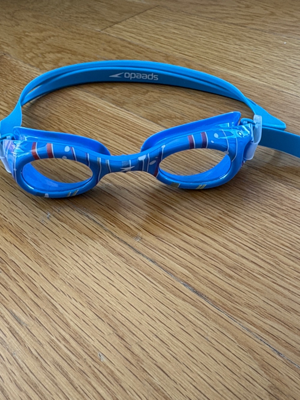 Speedo Kids Blue Swim Goggles with Multicolor Stripe Accents